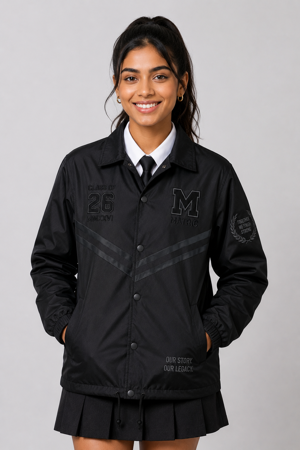 Matte Black Coach Matric Jacket