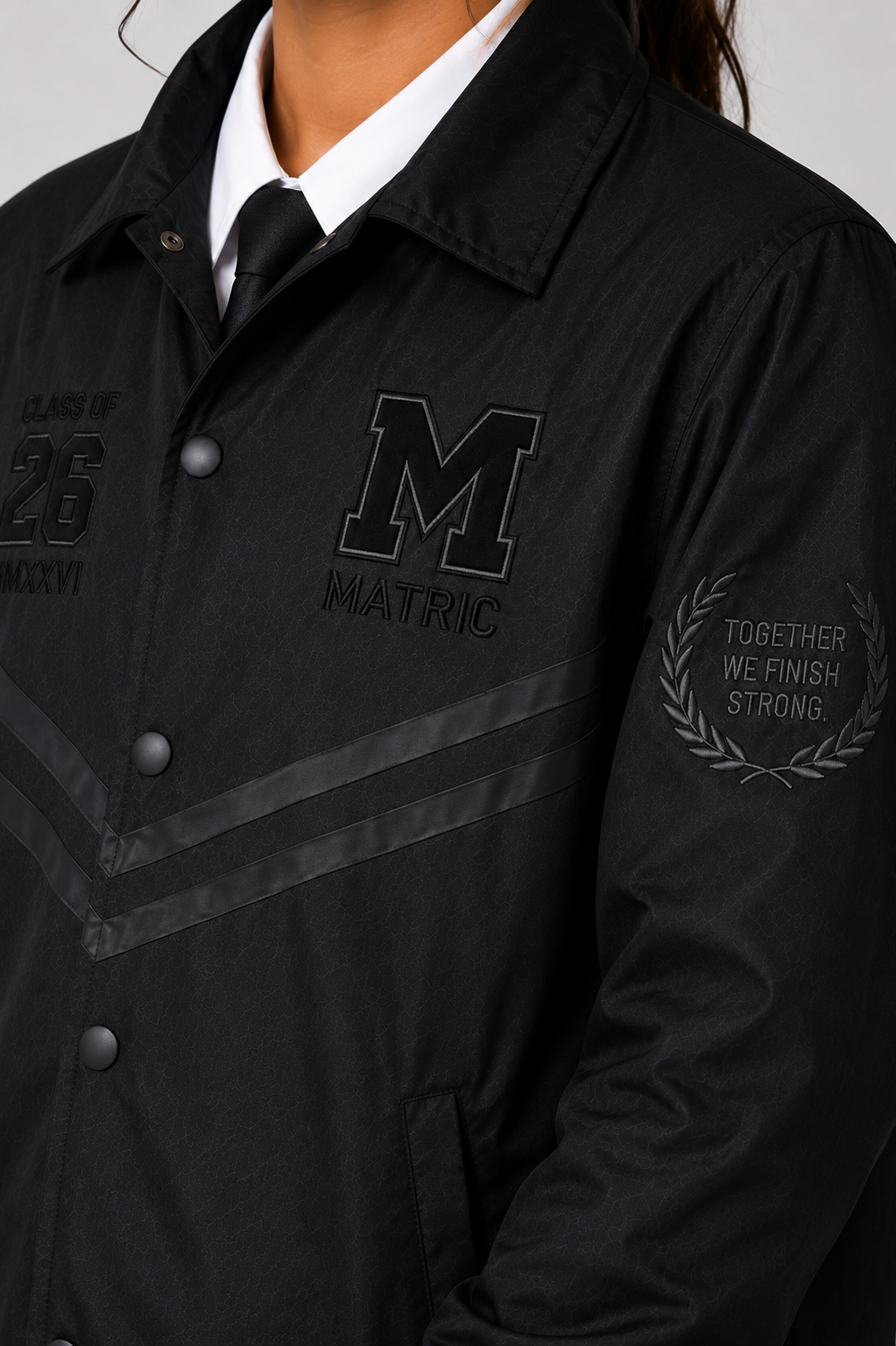 Matte Black Coach Matric Jacket