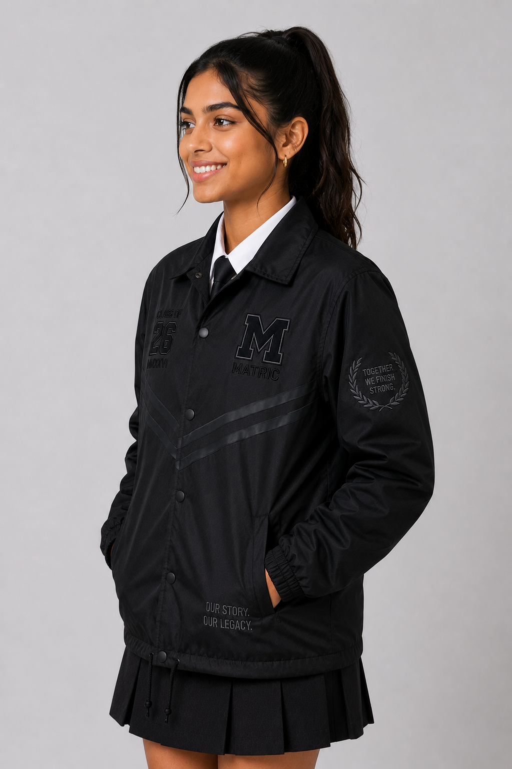 Matte Black Coach Matric Jacket