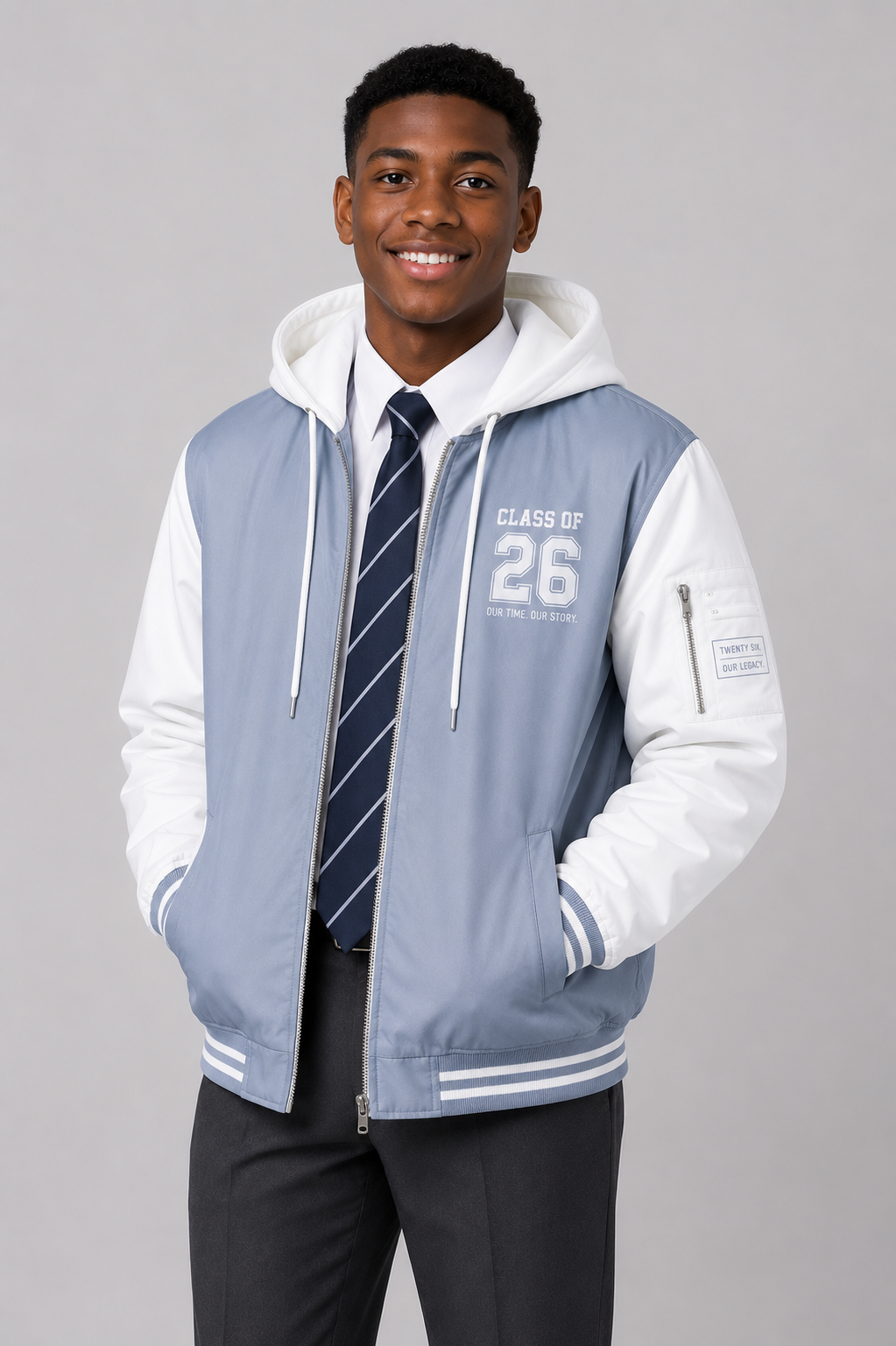 Minimal Monochrome Hoodie Matric Jacket