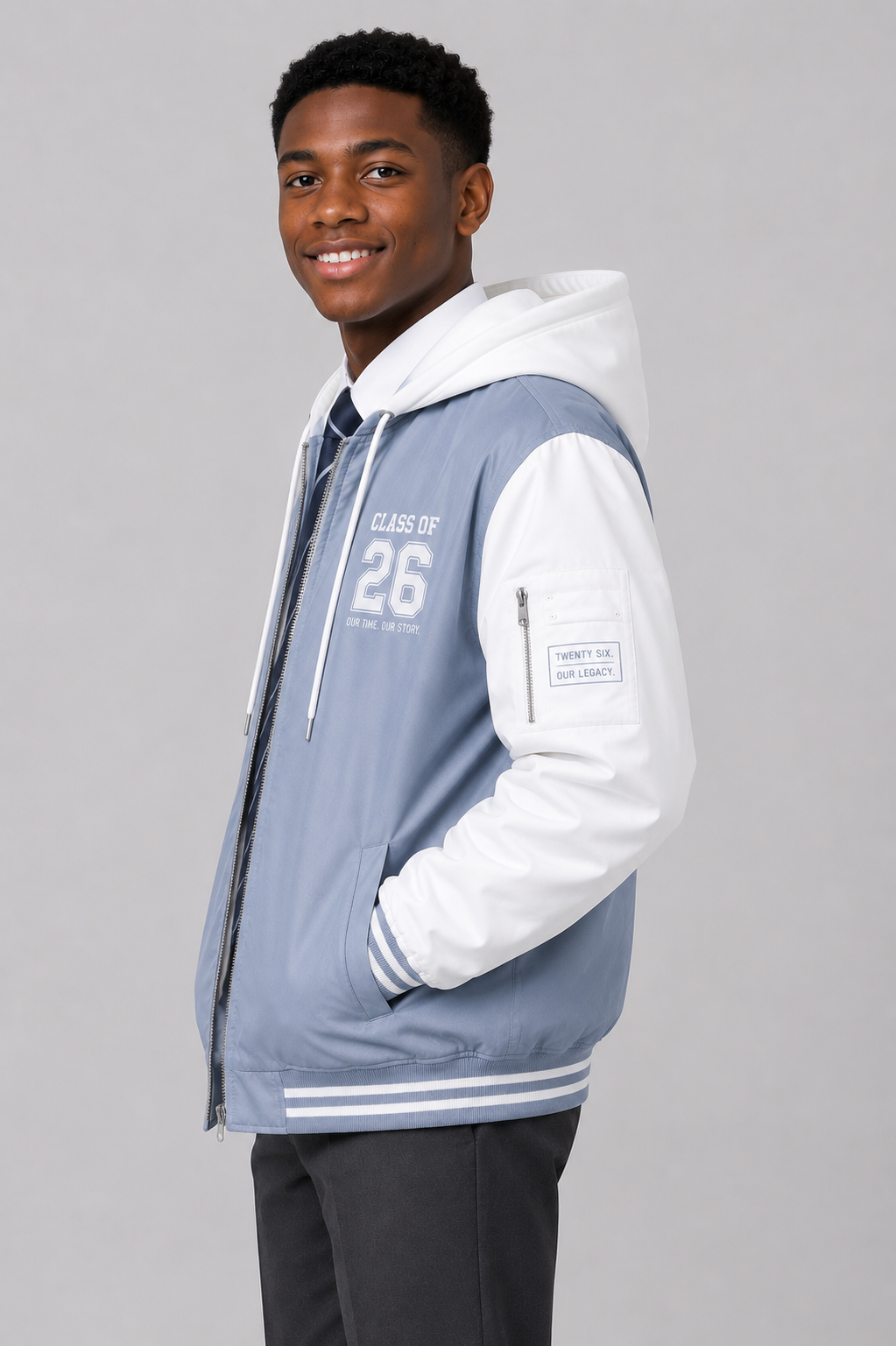 Minimal Monochrome Hoodie Matric Jacket