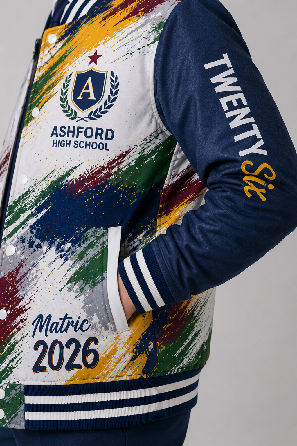Abstract Print Varsity Matric Jacket
