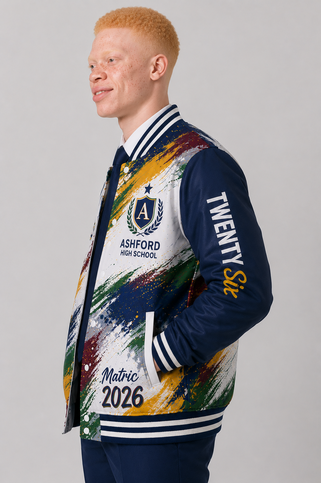 Abstract Print Varsity Matric Jacket